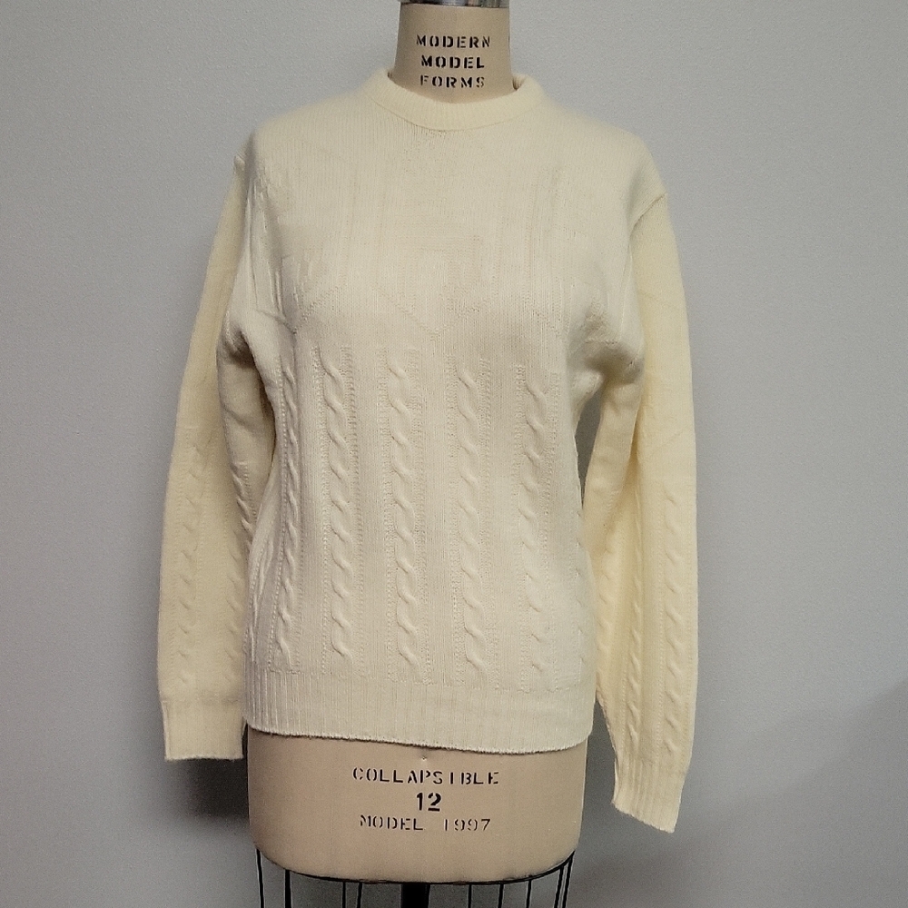 Jantzen Vintage Cream Cable Knit Sweater